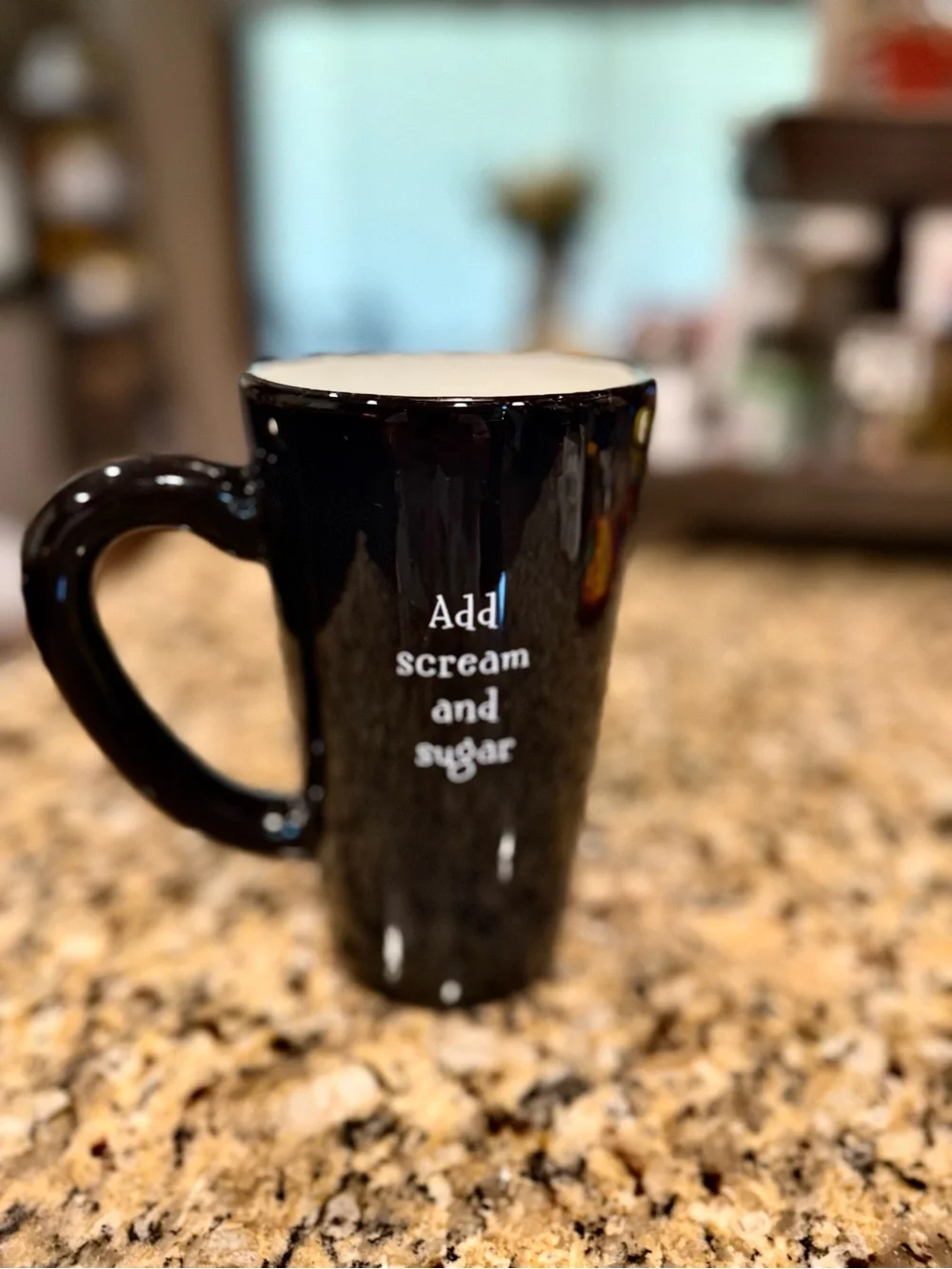Hallmark Black Ceramic Mug with 'Add Scream and Sugar' Text
